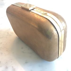 Gold leather clutch